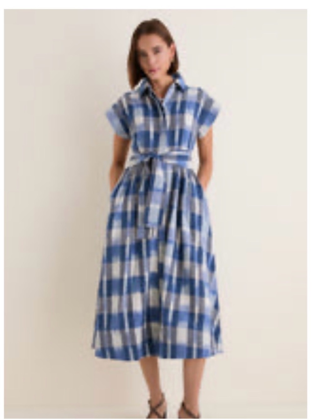 Oliphant Beckett Navy Plaid Belted Shirt Dress - Women